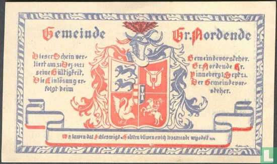 Groß Nordende, Gemeinde 25 Pfennig 1921  - Afbeelding 1