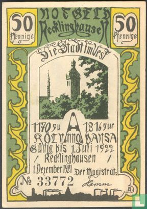 Recklinghausen, Stadt - 50 Pfennig (1) 1921  - Afbeelding 1