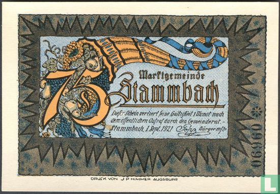 Stammbach 75 Pfennig - Afbeelding 1