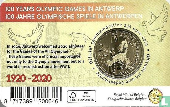 België 2½ euro 2020 (coincard - kleurloos) "100 years Olympic Games in Antwerp" - Afbeelding 2