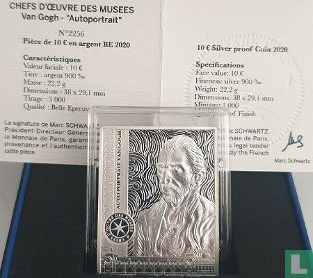 Frankrijk 10 euro 2020 (PROOF) "Self-portrait of Van Gogh" - Afbeelding 3