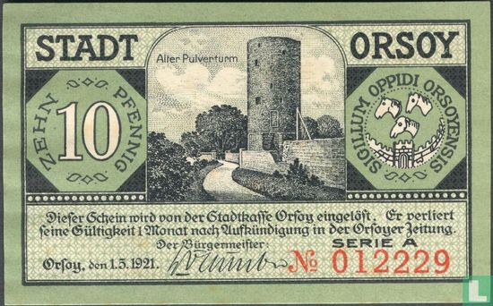 Orsoy, Stadt - 10 Pfennig 1921     - Afbeelding 1