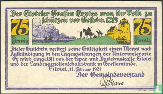 Stotel, Gemeinde - 75 Pfennig 1921 - Image 1