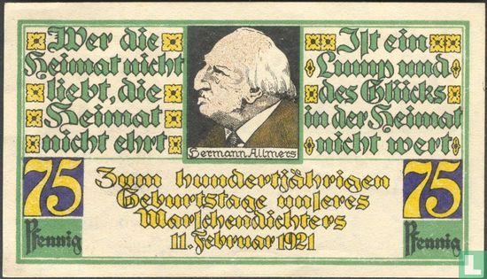 Stotel, Gemeinde - 75 Pfennig 1921 - Afbeelding 2