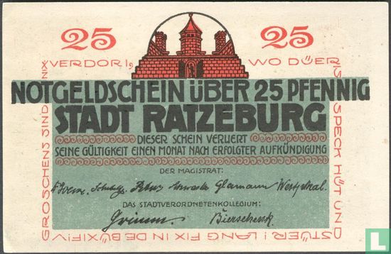 Ratzeburg, Stadt - 25 Pfennig ND. (1921) - Image 1