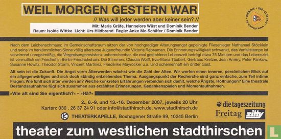 theater zum westlichen stadthirschen - Weil Morgen Gestern War - Image 2