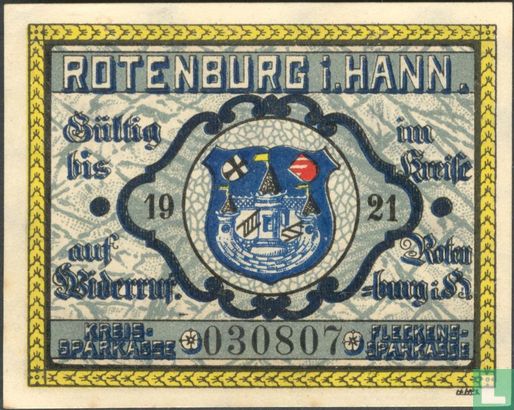 Rotenbourg I. Hann, Kreissparkasse - 25 Pfennig 1921 - Image 1