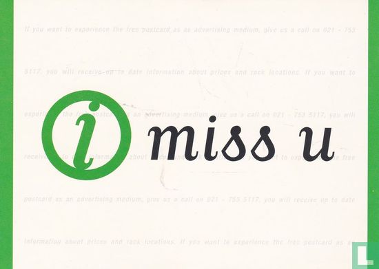 i postcard "i miss u" - Afbeelding 1