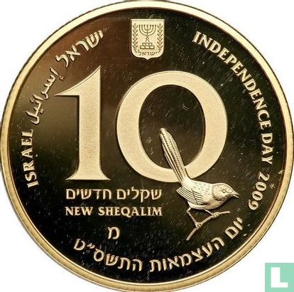Israël 10 nieuwe sheqalim 2009 (JE5769 - PROOF) "61th anniversary of Independence - Birds of Israel" - Afbeelding 1
