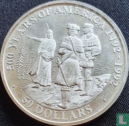 Cookeilanden 50 dollars 1992 (PROOF) "500 years of America - Lewis and Clark expedition" - Afbeelding 2