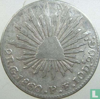 Mexique 2 reales 1860 (Go PF) - Image 1