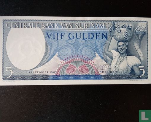 Suriname 5 Gulden 1963  - Afbeelding 1