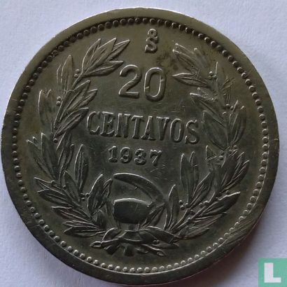 Chili 20 centavos 1937 - Image 1