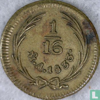 Mexique 1/16 real 1833 (laiton) - Image 1