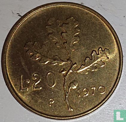 Italy 20 lire 1970 (misstrike) - Image 1