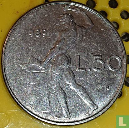 Italië 50 lire 1989 (misslag) - Afbeelding 1