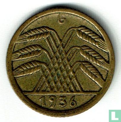Empire allemand 5 reichspfennig 1936 (épis de blé - G) - Image 1