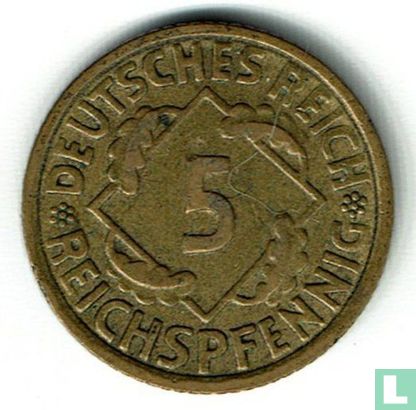 Empire allemand 5 reichspfennig 1936 (épis de blé - G) - Image 2
