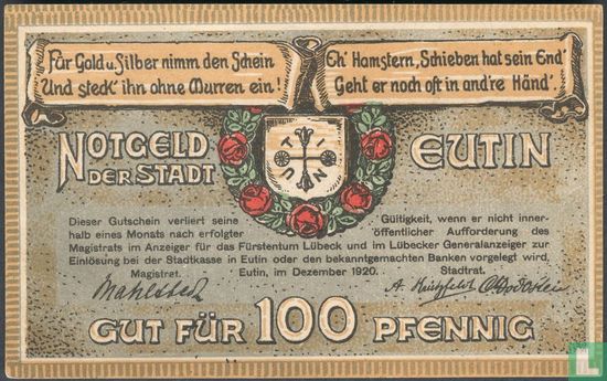 Eutin 100 Pfennig  - Afbeelding 1