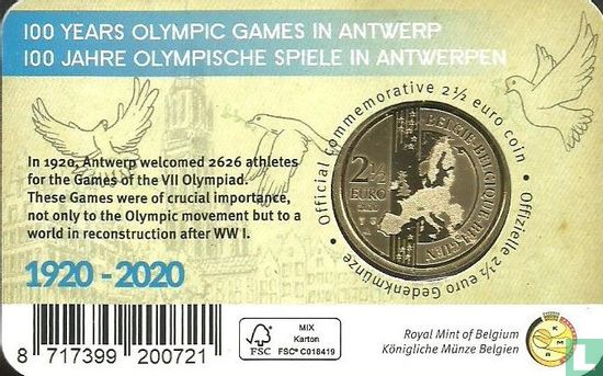 België 2½ euro 2020 (coincard - gekleurd) "100 years Olympic Games in Antwerp" - Afbeelding 2