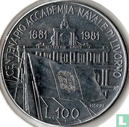 Italië 100 lire 1981 "Centenary of Livorno naval academy" - Afbeelding 1