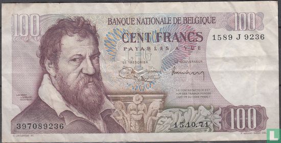 Belgium 100 Francs - Image 1