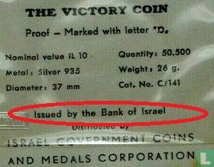 Israel 10 lirot 1967 (JE5727 - PROOF) "The victory coin" - Image 3