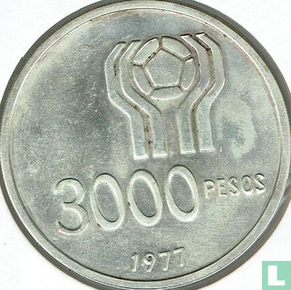 Argentinien 3000 Peso 1977 "1978 Football World Cup in Argentina" - Bild 1