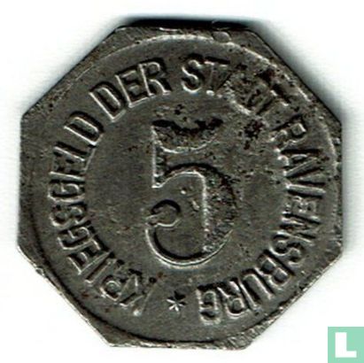 Ravensburg 5 pfennig 1918 - Afbeelding 2