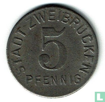 Zweibrücken 5 pfennig 1919 - Afbeelding 2
