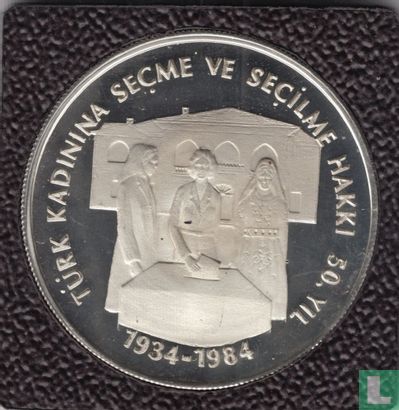 Turkey 5000 lira 1984 (PROOF - type 2) "50 years Women's Suffrage" - Image 1