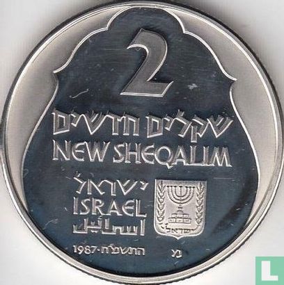 Israel 2 new sheqalim 1987 (JE5748 - PROOF) "Hanukkiya from England" - Image 1