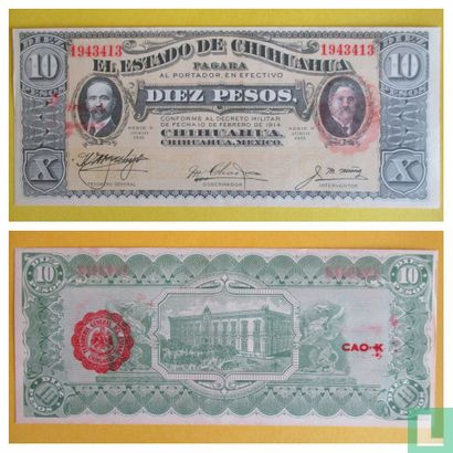 Mexiko Regional 10 Peso 1915 CHIHUAHUA