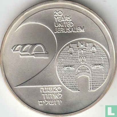 Israël 1 nouveau sheqel 1987 (JE5747) "39th anniversary of Independence - 20 years united Jerusalem" - Image 2