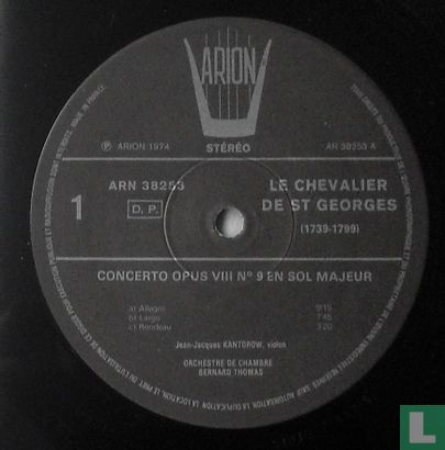 Le Chevalier de Saint-Georges: Concerto opus VIII no 9 (Sol majeur), Concerto opus V no 2 (La majeur) - Image 3