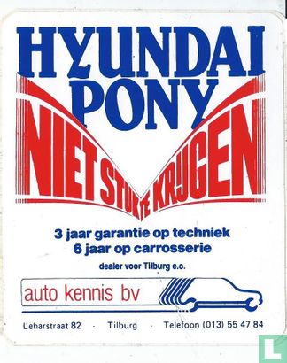 Hyundai Pony niet stuk te krijgen 3 jaar garantie op techniek 6 jaar op carrosserie