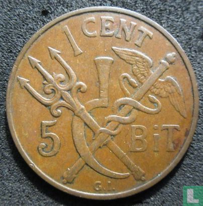 Deens West-Indië 1 cent / 5 bit 1913 - Afbeelding 2