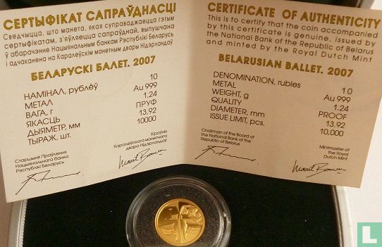 Wit-Rusland 10 roebels 2007 (PROOF) "Belarusian ballet" - Afbeelding 3