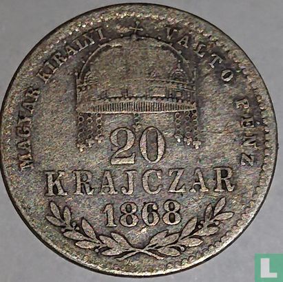 Hongarije 20 krajczar 1868 (KB) - Afbeelding 1