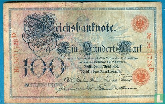 Germany 100 Mark 1903 (P.22 - Ros.20) - Image 1