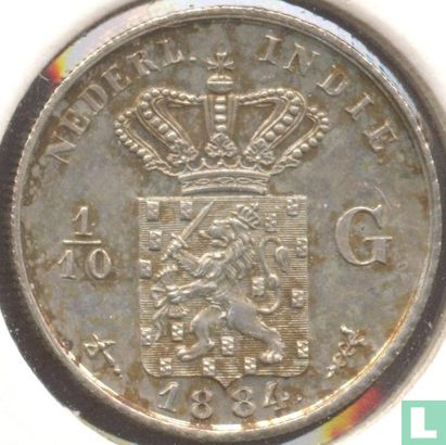 Indes néerlandaises 1/10 gulden 1884 - Image 1