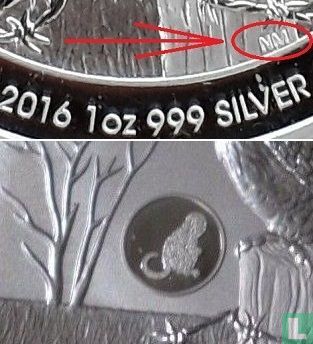 Australië 1 dollar 2016 (kleurloos - met aap privy merk) "Kookaburra" - Afbeelding 3