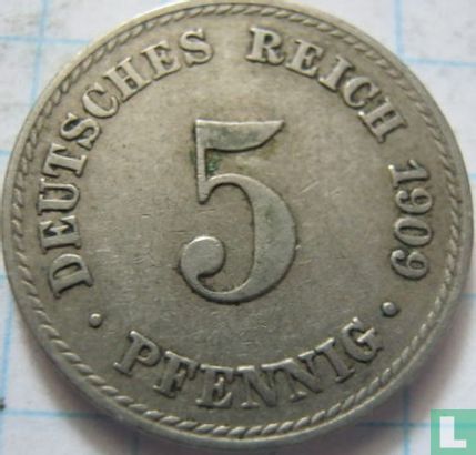 German Empire 5 pfennig 1909 (A) - Image 1