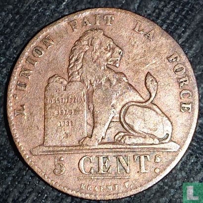 Belgien 5 Centime 1850 (schlanke 0) - Bild 2
