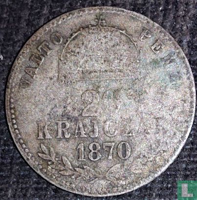 Hongarije 20 krajczar 1870 (KB) - Afbeelding 1