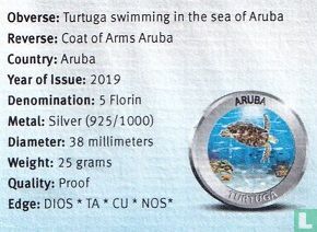Aruba 5 florin 2019 (PROOF) "Green sea turtle" - Image 3