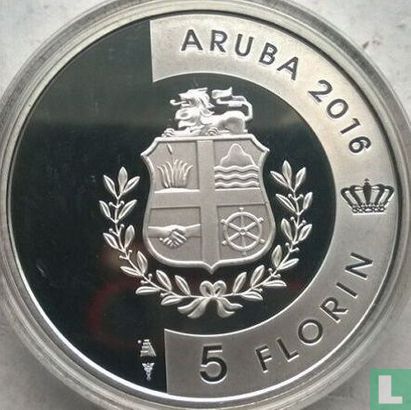 Aruba 5 florin 2016 (PROOF) "40th anniversary Flag and anthem and 30th anniversary Status Aparte" - Afbeelding 1