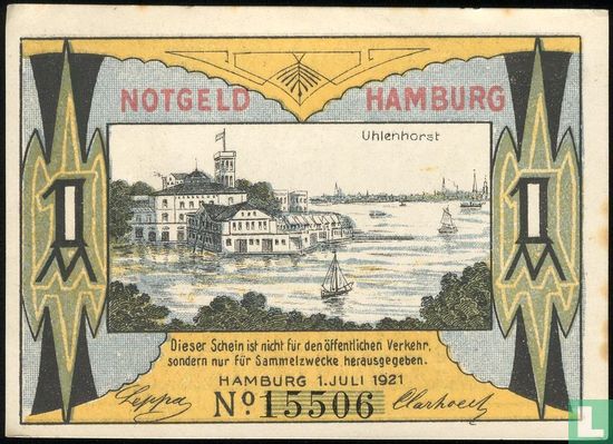 Hamburg Burgermilitar 1 mark, 1921 - Afbeelding 1