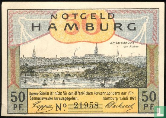 Hambourg Burgermilitar 50 Pfennig, 1921 - Image 1