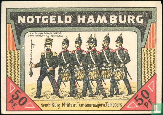 Hamburg Burgermilitar 50 Pfennig, 1921  - Afbeelding 2
